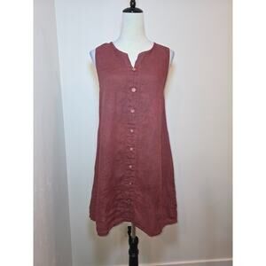 Terzo Millennio, 100% Linen Made in Italy Dusty Rose Dress S